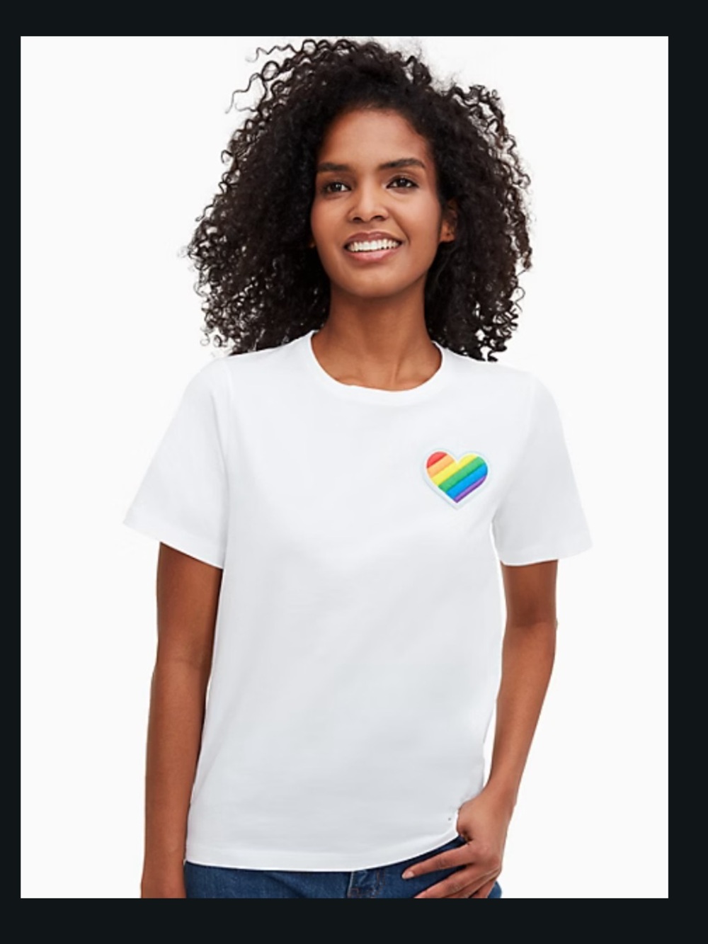 Kate Spade Rainbow Heart Patch Tee - XL